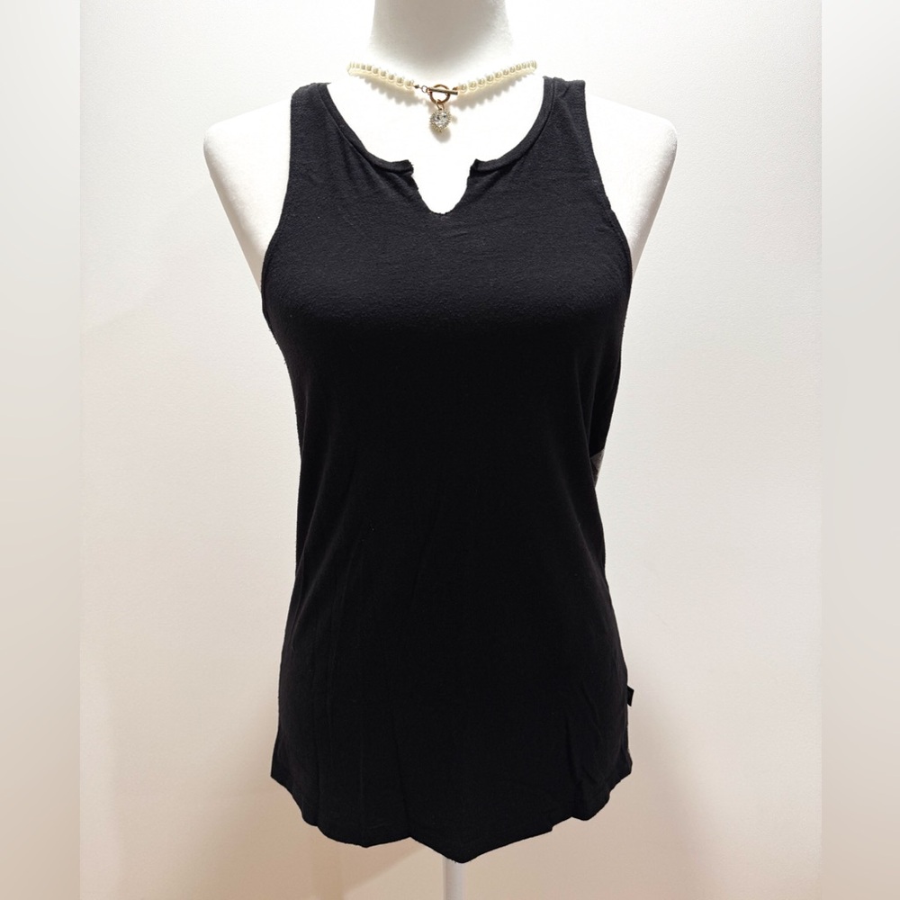 Terez Black Camo Back Relaxed Sleeveless Tank Top